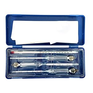 Bureze Set de 2 Alcoomètres + 1 vinomètre + 1 thermomètre en verre gradué pour mesurer la température et la teneur en alcool dans tous les vins et distillats