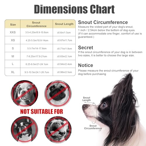 PEUTIER Maulkorb für Hunde mit Kurzer Schnauze, Maulkorb für Kleine und Mittelgroße Hunde Weich Maulkorb Gegen Beißen und Bellen Dog Muzzle für Chihuahua Hiromi Shih Tzu, Schnauzenumfang 10,8-14cm