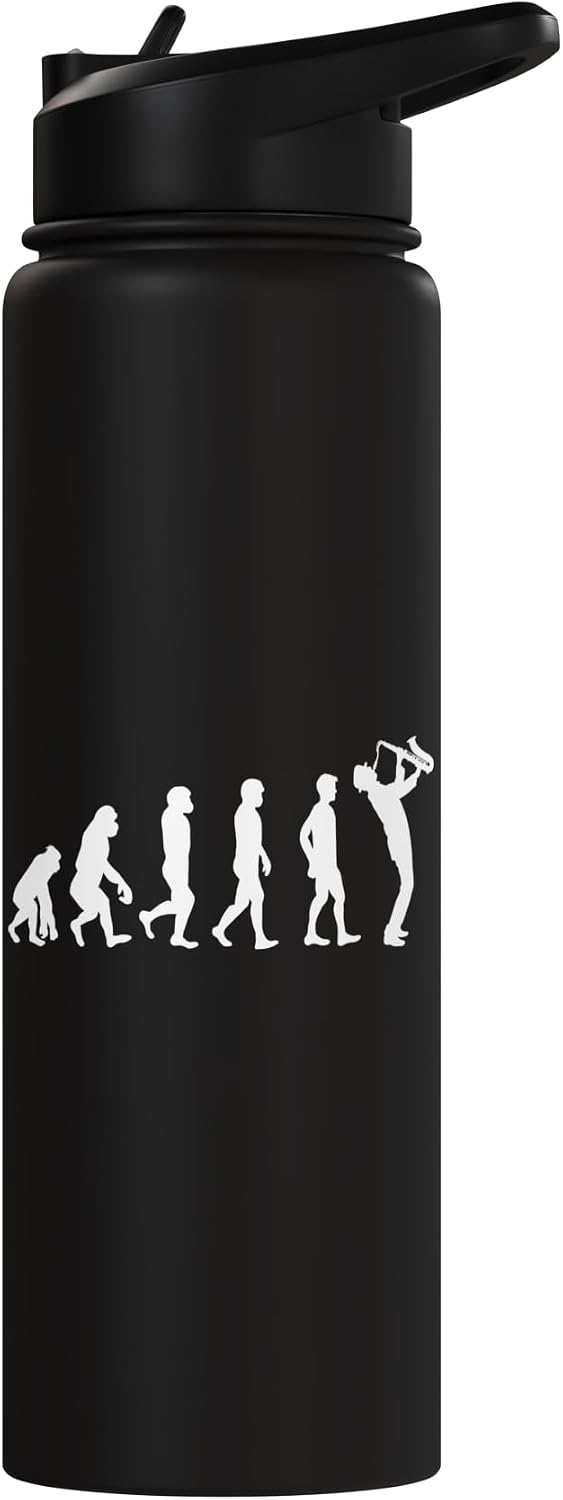 Evolution of Manity Saxophone Player Saxophone Stainless Steel Insulated Water Bottle