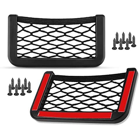 Car Storage Organizer, DDSKY 2-Pack Universal Car String Bag Car Seat Side Storage, 6 X 3.2 Net Bag Mesh Pocket Organizer Stick-on for Purse Bag Phone Cover