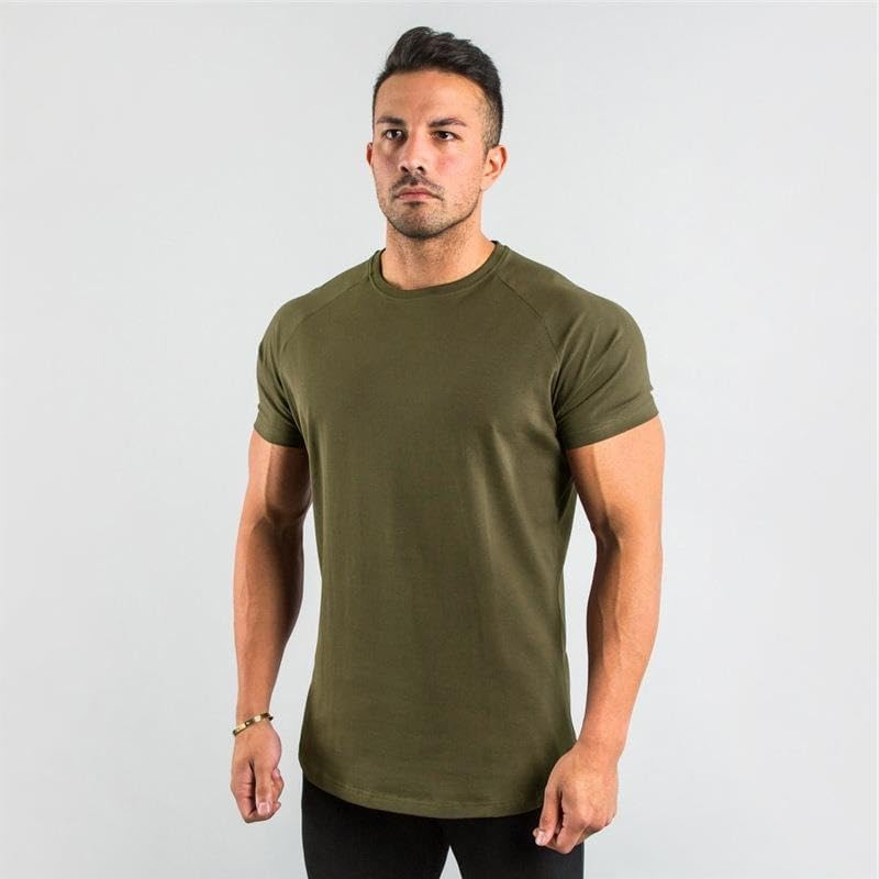 Men's Athletic T-Shirt, Crew Neck Short Sleeve Workout Top, Lightweight Breathable Sportswear, for Fitness & Training