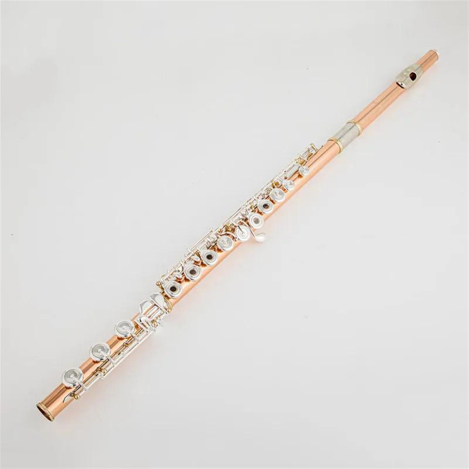 Profesional Flauta Travesera Flauta Plateada Con Cuerpo De Cobre Fosforado, 17 Teclas, Mecanismo E De Agujero Abierto, Instrumento De Flauta