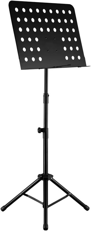 QJing Sheet Music Stand Holder/Portable Folding Music Stand Super Sturdy Adjustable Height Tripod Base Metal Music Stand,Black : Musical Instruments