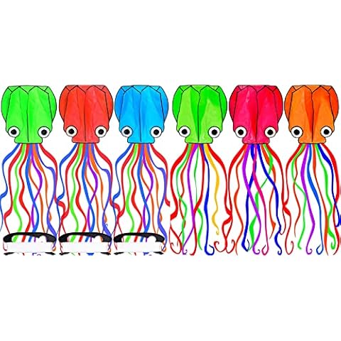 6 Pack Kites for Kids, Easy to Fly Octopus Kite with Long Tail Easy Flyer Kites Beach Kites People Adults Toys Games Gift Flying Kites for Children Cover