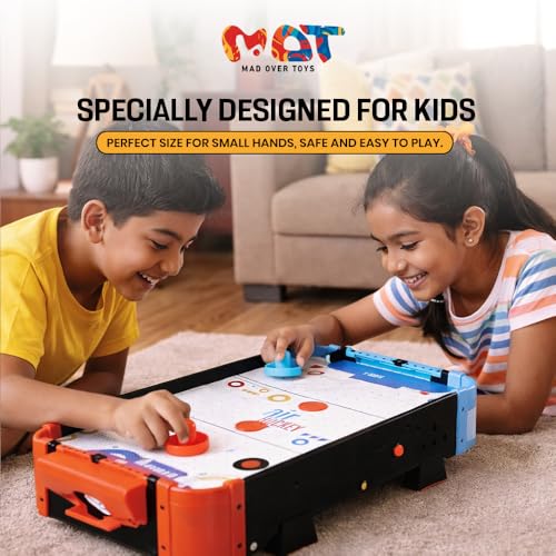 Image of Large Air Hockey with Stand|Plug & Play Tabletop Game with 2 Strikers & 4 Pucks|Smooth Airflow,Sturdy Wooden Build|Family Arcade Game for Kids & Adults |Indoor Games