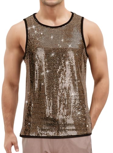 Débardeur de club homme paillettes haut disco sans manches pour fête et festival