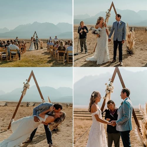 Dreieckiger Hochzeitsbogen aus Holz für Zeremonie, Hochzeitslaube, Hintergrundständer für Garten, Hochzeit, Partys, Dekorationen, rustikale Hochzeitsbögen