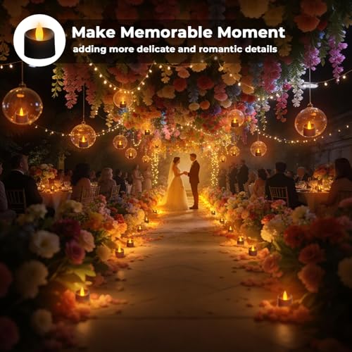 Image of Black Ambience Kit - 24 Pack Premium LED Tea Lights for Modern Home Decor, Memorial Services & Dark Themed Parties (Black Base, 24 Pack)