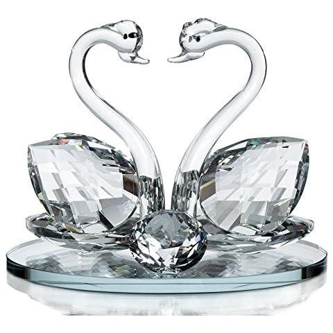 London Boutique Crystal Swan Figurine Ornaments for Living Room Wedding for couple Gift for Women (set of 1) Cover