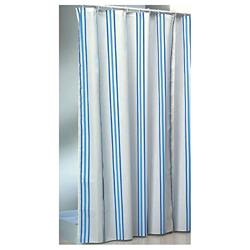 Daloual Textil Duschvorhang/Brausevorhang/Vorhang - Modell: Lightblue Stripe - 180 x 200 cm