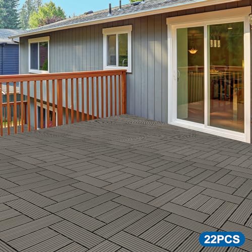 LUNICASHA Wpc terrastegels, tegels, 11 stuks, balkontegels, kliktegels, hout, kunststof, terrastegels, tuin, balkon, vloerbedekking, bruin, 30 x 60 cm - Image 5