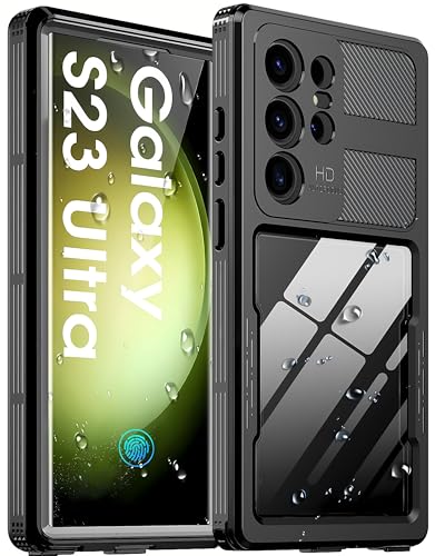 Ezanmull for Samsung Galaxy S23 Ultra Waterproof Case with Built-in Screen Protector Dustproof Shockproof Full Body Underwater Protective Phone Case Cover for Samsung Galaxy S23 Ultra 5G 6.8-Black
