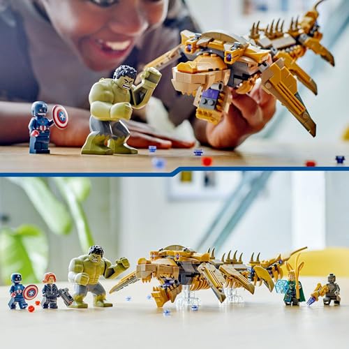 LEGO Marvel The Avengers vs. The Leviathan, Buildable Kids’ Toy, Hulk Figure plus Captain America, Loki, Black Widow and Chitauri Minifigures, for Boys and Girls Aged 7 and Over 76290