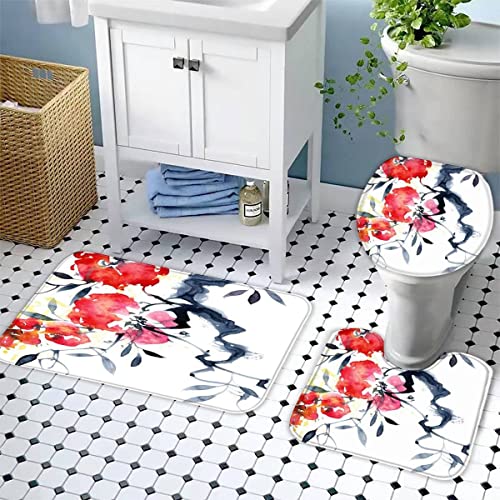 Badematten Set 3 teilig 50x80 Tinte Landschaft Badezimmerteppich Set 3D WC Vorleger Set rutschfeste Badematte… – Bild 3