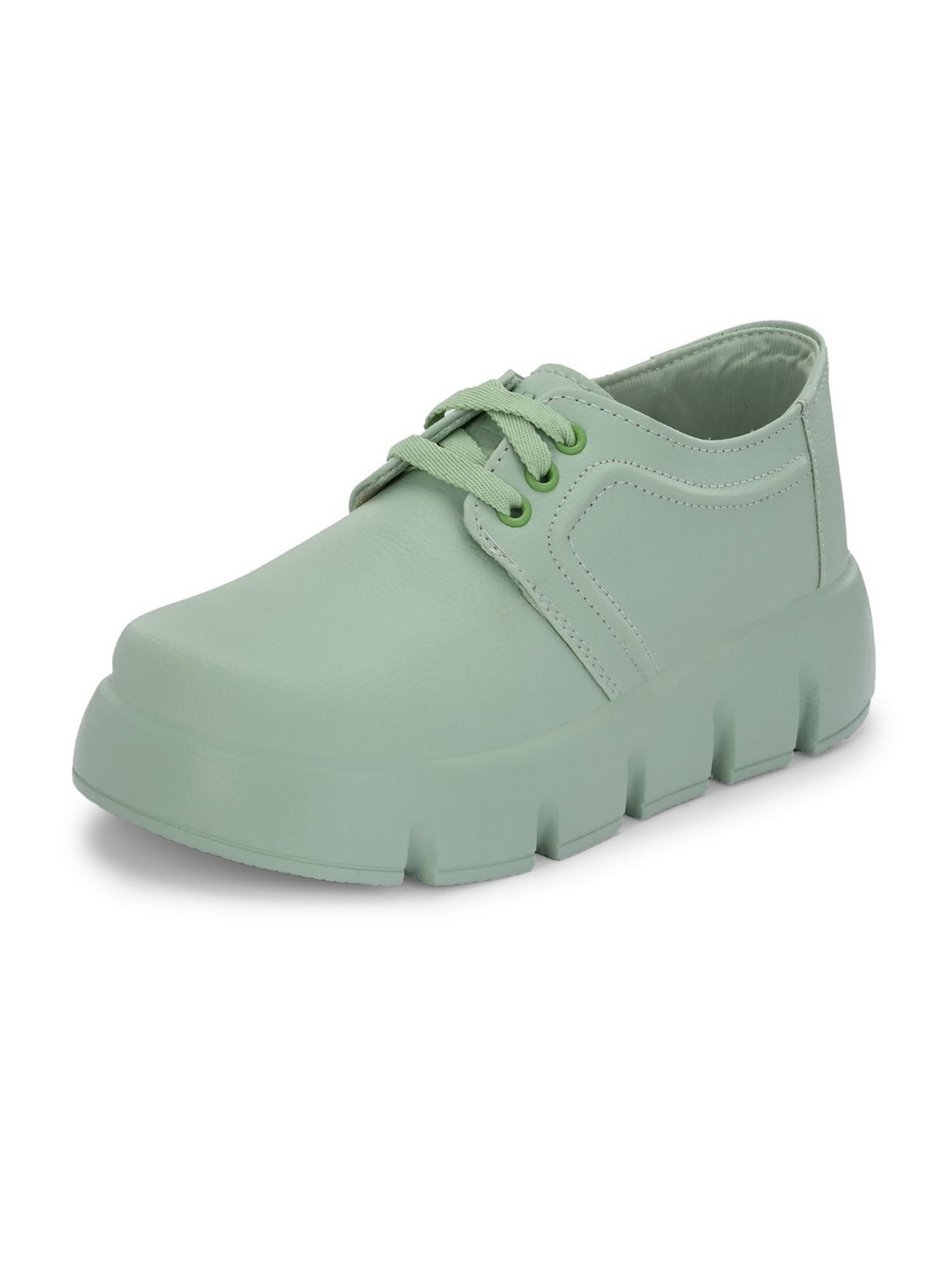 Hirolas® Womens Green Synthetic Leather Lace-Up Chunky Casual Sneakers (B0CFXRCNZ4) Amazon Price History, Amazon Price Tracker