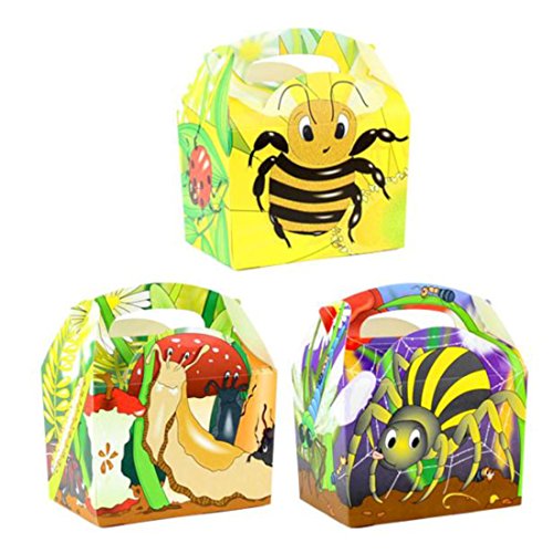 30 Animal Themed Food Boxes Picnic Carry Meal Box Kids Birthday Party Bag Plate (Bugs & Slugs)