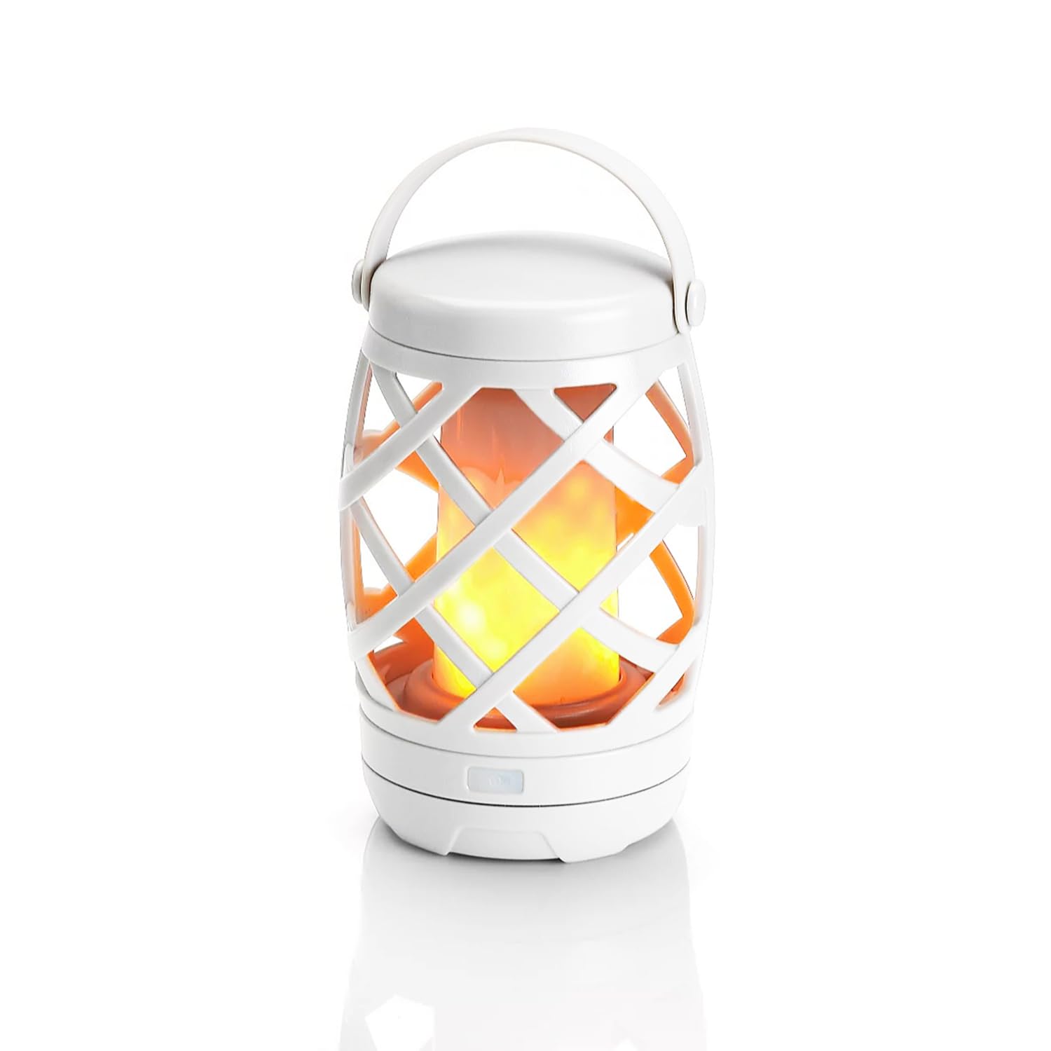 Auraglow Battery Operated Flickering Flame Outdoor Garden Hanging Gazebo Light LED Camping Lantern Table Lamp (White)
