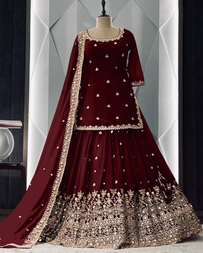 Image of MAHEK Women's Georgette Indian Pakistani Lehenga Choli Dress Ethnic Wear Party wear, Wedding wear Ready to Wear Dress