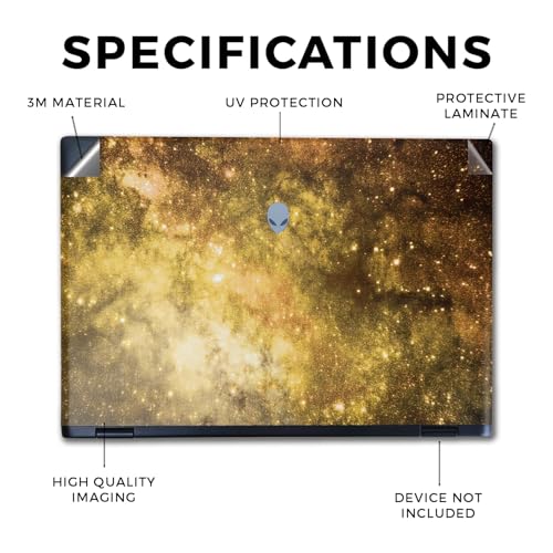 Image of Laptop Skin Compatible with Alienware M16 R2 (2024) - Golden Stars - Premium 3M Vinyl Protective Wrap Decal Cover - Easy to Apply | Crafted in The USA by MightySkins