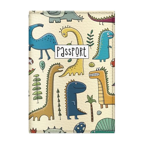 Image of Quttie Passport Cover for Kids, Women and Men, Cute Travel Passport Holder (Dinosaur Pattern)