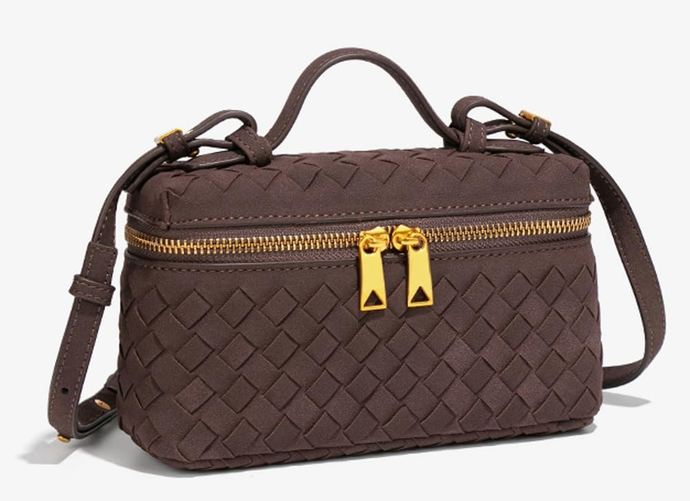 Slouchy Woven Crescent Crossbody Purses Women Square Box Shoulder Bag Mini Suede Tote Hobo Bags Handbag Evening Clutch Purse - Image 3