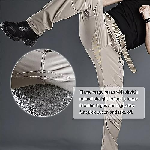 Pruie Calça Cargo Masculina Perna Reta Relaxada Calça Tática com Bolsos Casual Trabalho Caminhadas M