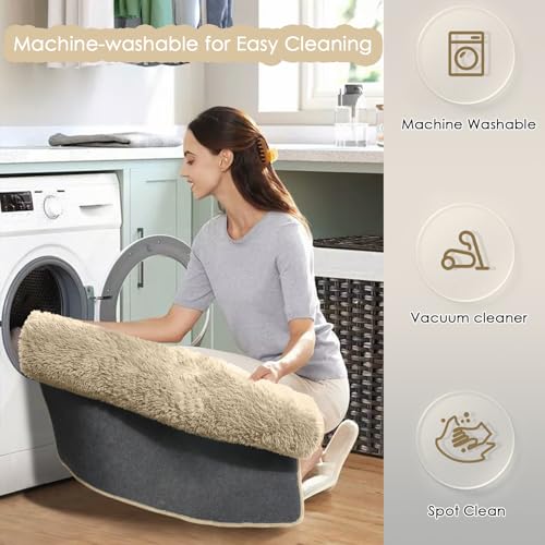 Amdrebio Beige Area Rugs for Bedroom Kids Room, 5x7 Fluffy Plush Shag Furry Cute Rug for Living Room Decor Aesthetic, Soft Shaggy Fuzzy Neutral Tan Carpet for Teens Baby Nursery Playroom Preppy Dorm