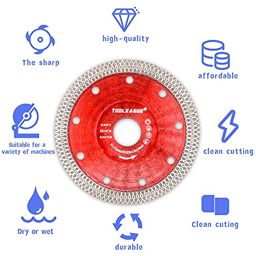 Tooleague Diamond Saw Blade, 4-1/2 Inch Super Thin Tile Blade, Diamond Cutting Wheel For Cutting Porcelain Tile Granite Marbles, 10 Pcs #TOP2
