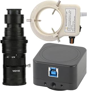 8MP 4K USB Video Microscope Camera HD Electronic Digital Microscope & 200X C-Mount Lens with 56-LED Adjustable Ring Light