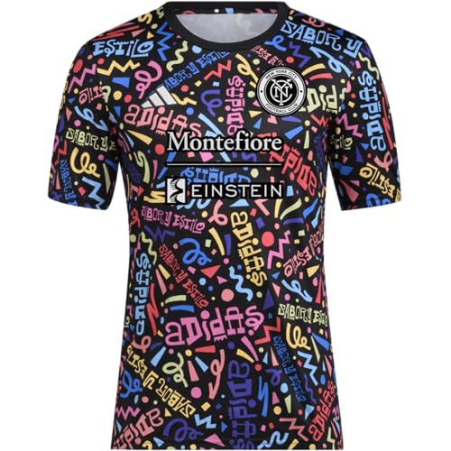 adidas New York City FC Hispanic Heritage Month - Camiseta pre-partido - Diseño llamativo, absorbe la humedad AEROREADY, Multicolor, L