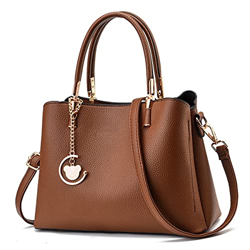 XIAOL Genuine Leather Handbags for Women, Handbags Top Handle Satchel Shoulder Bags Messenger Tote Bag for Ladies (Color : Brown, Size : Large)