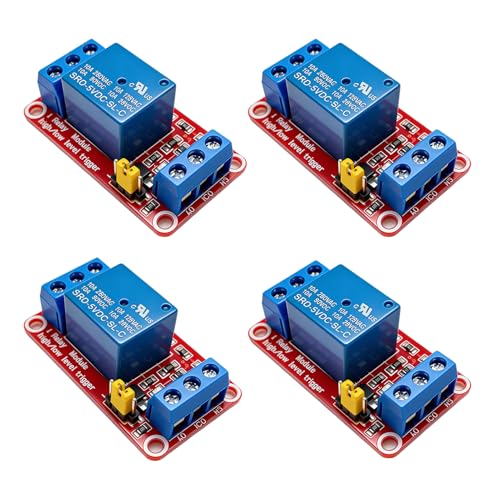 4 Pièces Module Relais 5V 1 Canal, Module Relais avec Optocoupleur Déclenchement Haut ou Bas...
