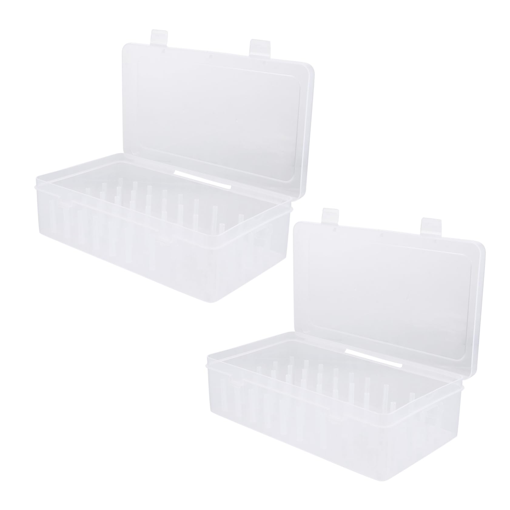 Caja Organizadora de Plástico para 42 Carretes Ventana Transparente y Gran Capacidad de Sellado, 2 Piezas para Almacenamiento de Hilos y Costura