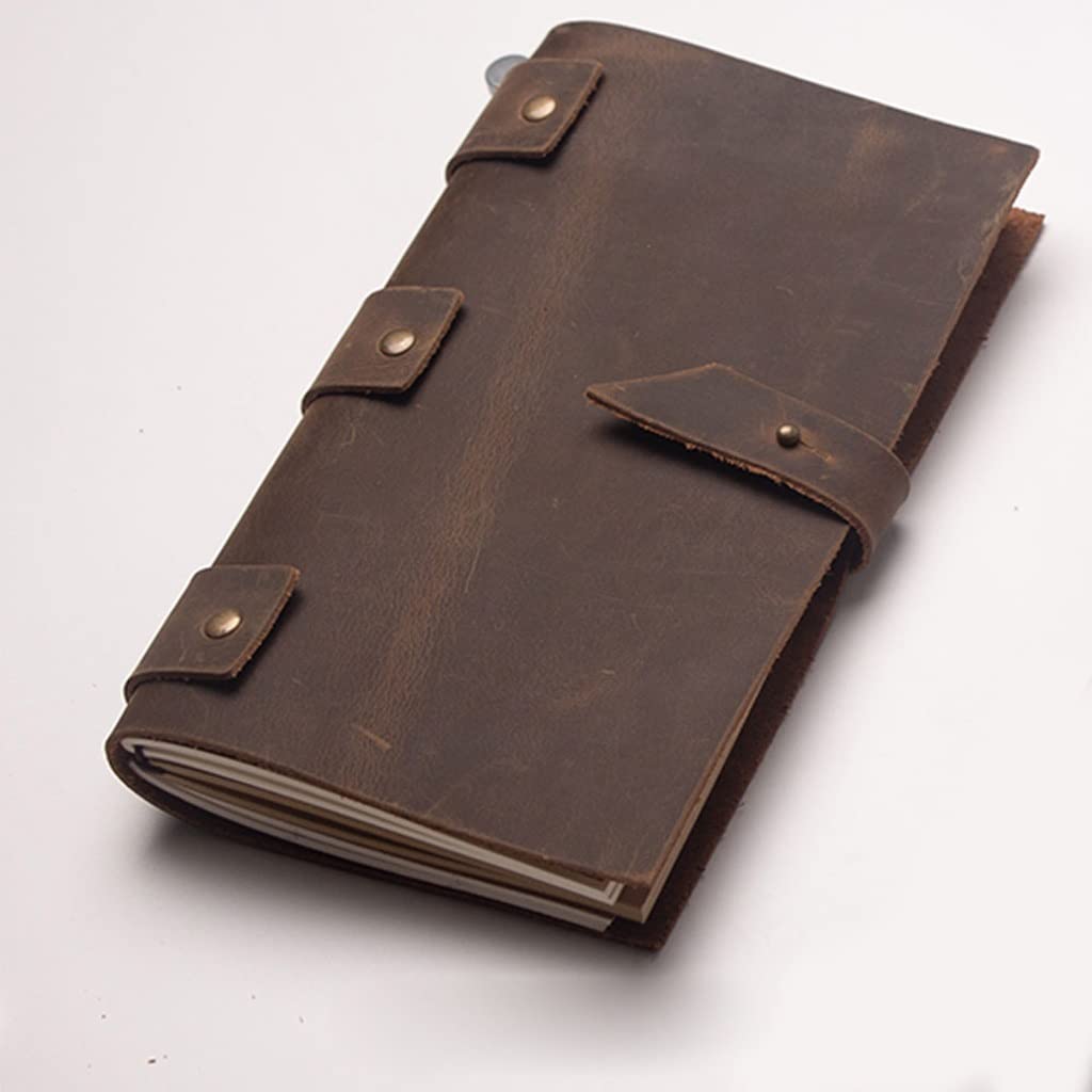 Diario taccuino vintage in pelle - Copertina rigida con copertina vuota e rilegatura a cordoncino, taccuino in vera pelle e agenda giornaliera in stile quaderno morbido Argento Standard 12x21 cm