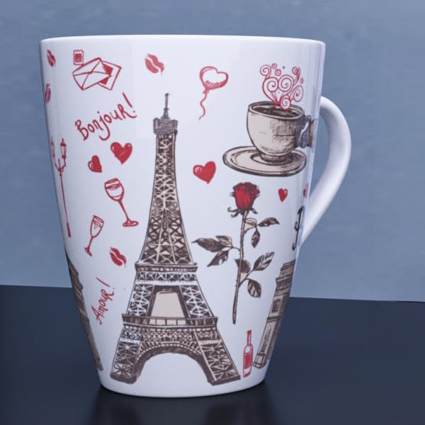 Light Series Bone China Coffee Mugs, 350 ML, Paris, Set of 6