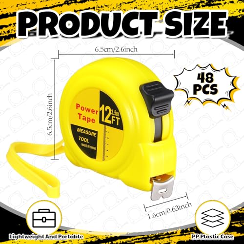 Mini mètre ruban autobloquant de 3,7 m lot de 48 petits rubans de poche
