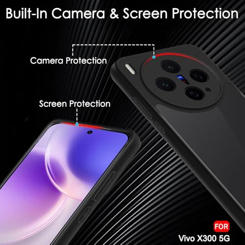 Image of TheGiftKart Hybrid Shockproof Back Cover Case for Vivo X300 5G | Hard Back Cover Case for Vivo X300 5G (PC & TPU, Translucent Smoke Matte Back, Black Sides)