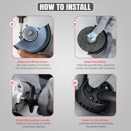 Image of Angle Grinder WT AG10-08 | 1000W Electric Grinder | 11000 RPM High Speed Cutting Tool | 100mm /4 inch Disc | M10 Spindle | Metal Cutting & Grinding Power Tool | 6 Months Warranty