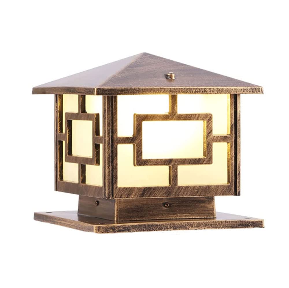 E27 Post Light Outdoor, Traditionelle Quadratische Post Lampe Vintage Druckguss Aluminium Säulenlicht wasserdichte Stehlampe Hof Rasen Gang Landschaftslampe