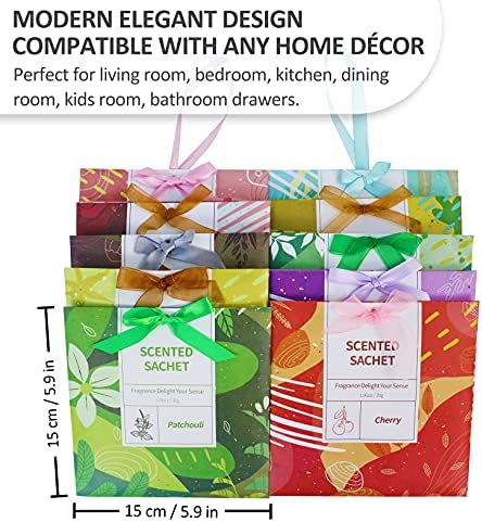 LASENTEUR Scented Sachets, Drawer Fragrance Hanging Scent for the Closets Cupboard Suitcase Bedroom Living Room, 10 Different Fragrances, Large Size Sachets