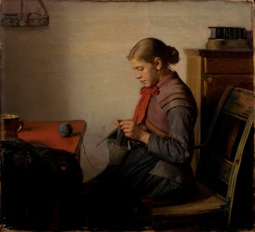 Poster impression sur toile Michael Peter Ancher portrait fille Maren Sofie table tableau 60x90cm