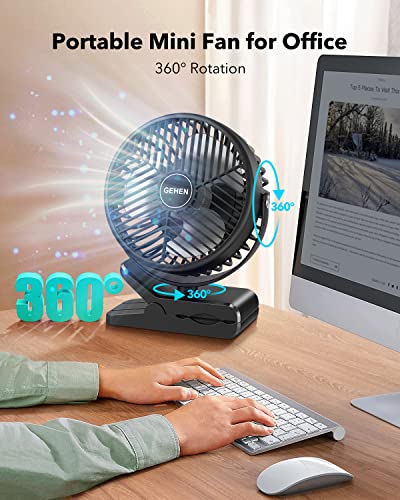 Gehen Portable Clip On Fan, Cordless Small Fan, Rechargeable Personal Fan, 10000Mah Battery Operated Desk Fan, Small Table Fan With Clamp, 3 Speeds Quiet Mini Fan For Office Bedroom Camping Stroller #TOP3