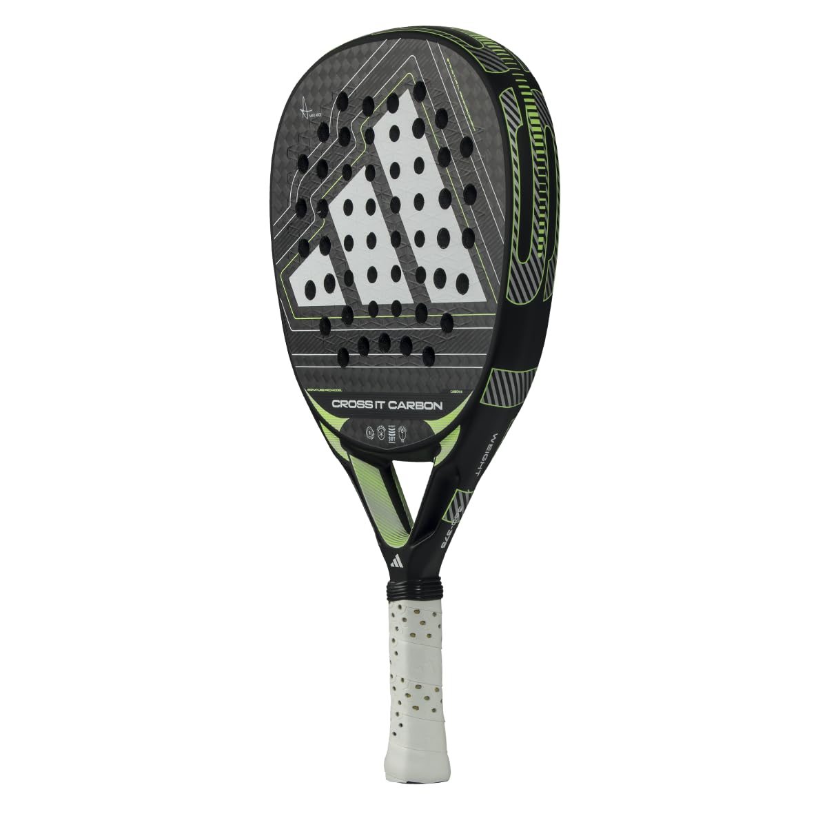 Pala de pádel adidas Cross IT Carbon 2026, Negra, Forma diamente,Goma eva Soft Performance,Fibra Carbono aluminizado 6k