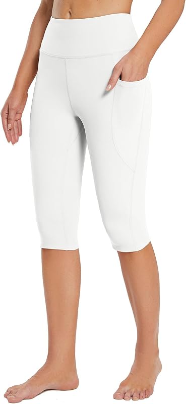 baleaf Women's Capri Leggings with Pockets Knee Length High Waisted