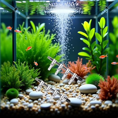 Image of 2 Pcs Silver 4-Way Air Flow Control Lever Valve with Airline Tubing Connector for Aquarium, Air Pump Accessories