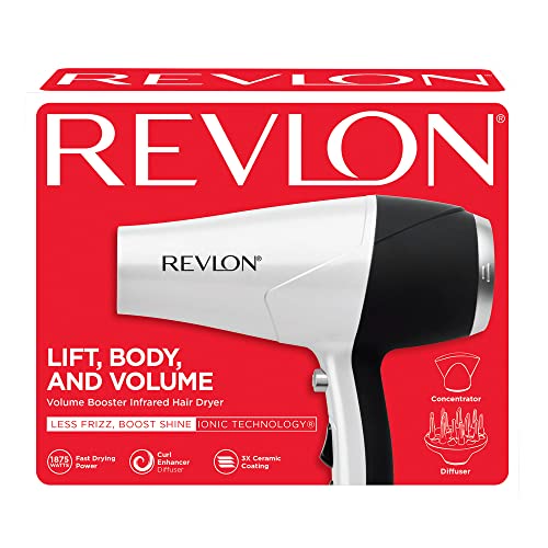 REVLON Volume Booster, Hair Dryer with Curl Enhancing Diffuser | Increase Volume, Decrease Frizz and Damage, Fast Drying, 1875 Watts (White) by REVLON - Image 7
