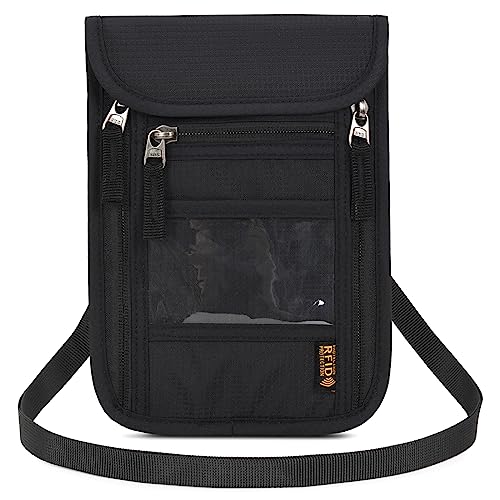 Image of Neck Wallet Lightweight RFID Blocking Waterproof Travel Pouch Passport Wallets for Women Men