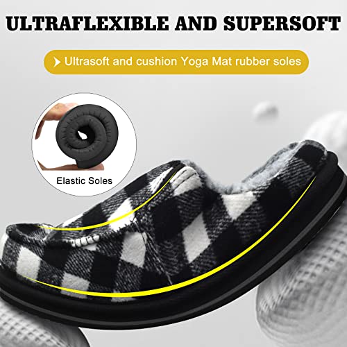 Image of ONCAI Mens Clog Slippers with Arch Support Stripe Faux Fur Cotton-Blend High-Density Memory Foam Warm House Slippers Slip-on Indoor Outdoor Rubber Sole Size 7-16