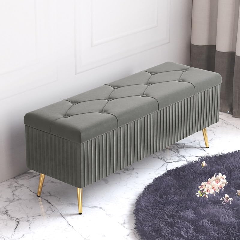 Banc ottoman de rangement pour ranger votre salon sans risque pour les enfants