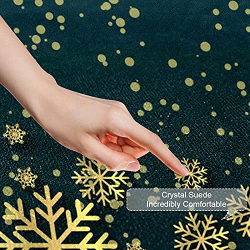 Paillasson de Noël doux absorbant tapis d'entrée avec flocons dorés lavable - 4